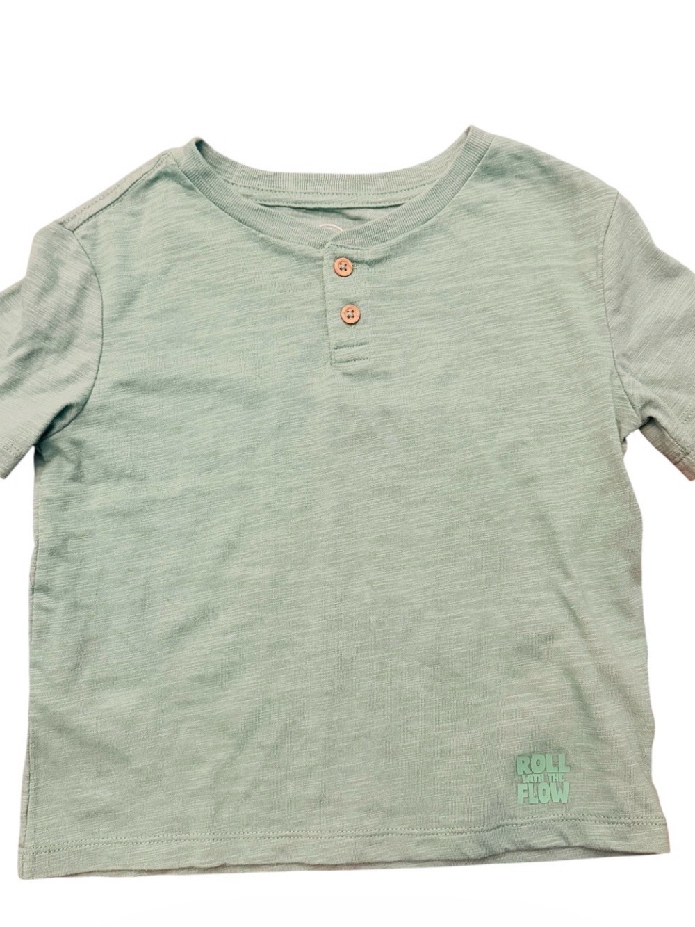Kids' Short Sleeve Henley Tee in Green Lily